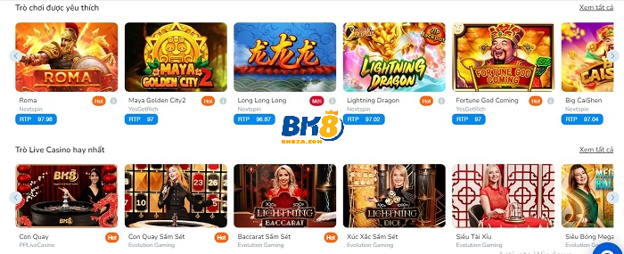 BK8 cung cấp một loạt các trò chơi đa dạng và phong phú cho người chơi